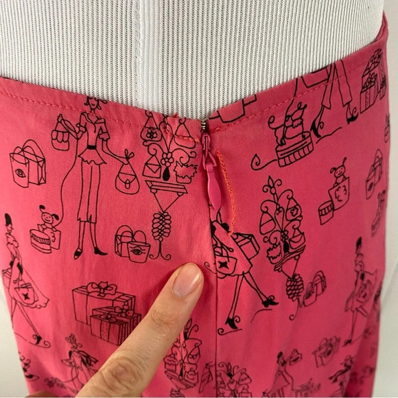 Vintage Pink Black Novelty Print Skirt Shop Till You Drop Sheer Spellout Size S - Picture 9 of 16